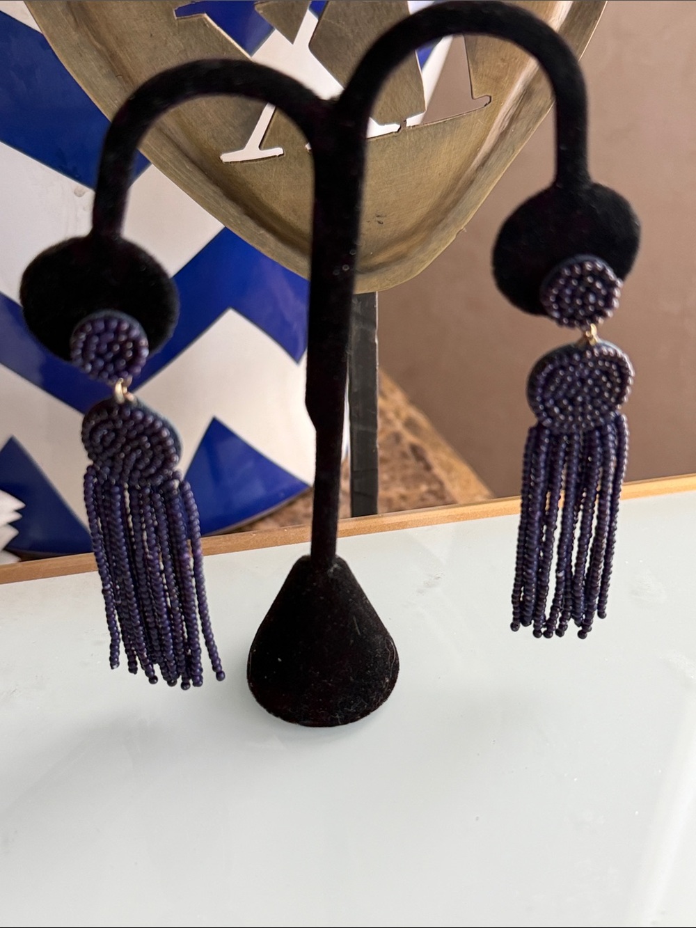 JCrew pierced earrings tiny micro purple beads post style round set with beads - Picture 13 of 14
